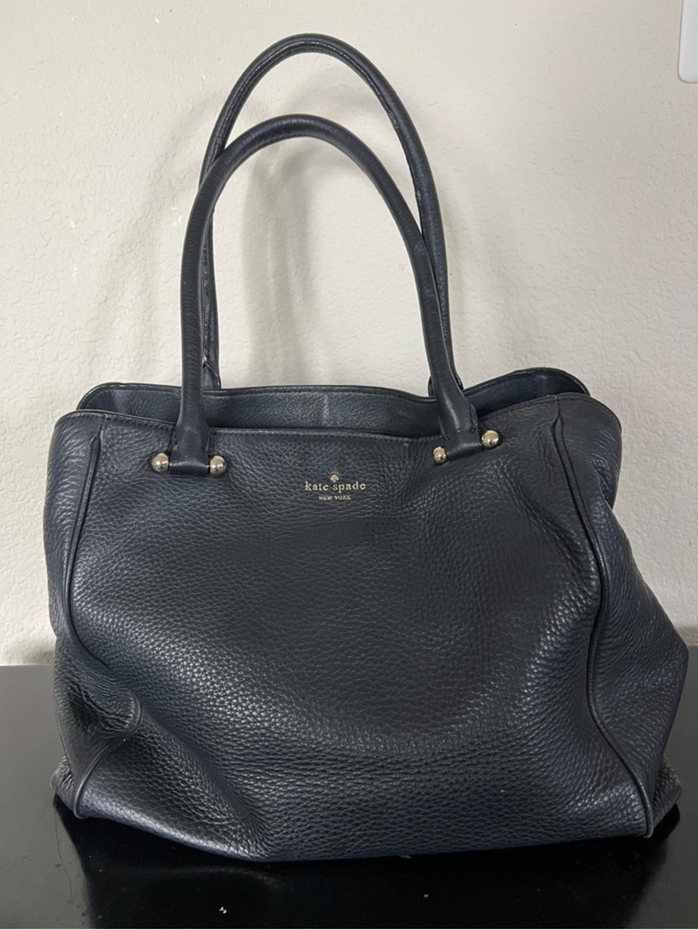 kate spade Black Shoulder Bag with Striped Lining